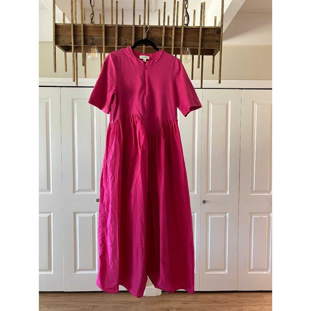 COS fuschia long flowy dress